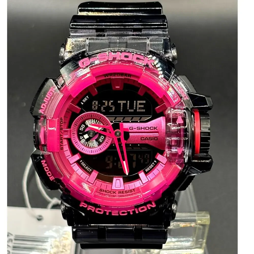 Casio G-Shock GA-400SK-1A4 Clear Pink Skeleton Analog Digital Watch NIBWT